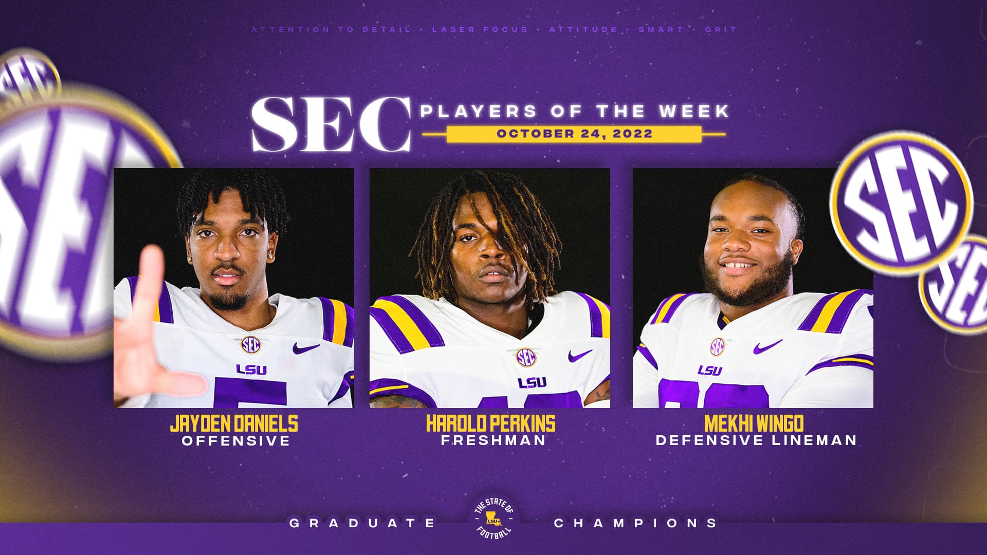 Three LSU Tigers Earn SEC Player of the Week Honors
