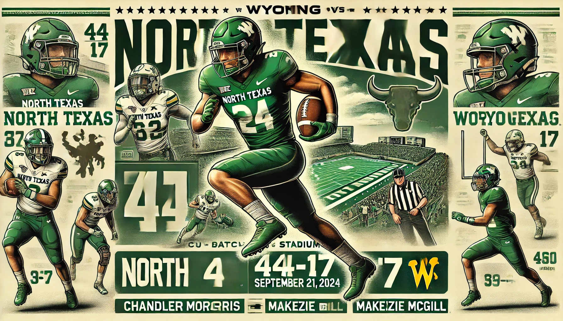 North Texas Surges Past Wyoming with a Dominant 44-17 Victory