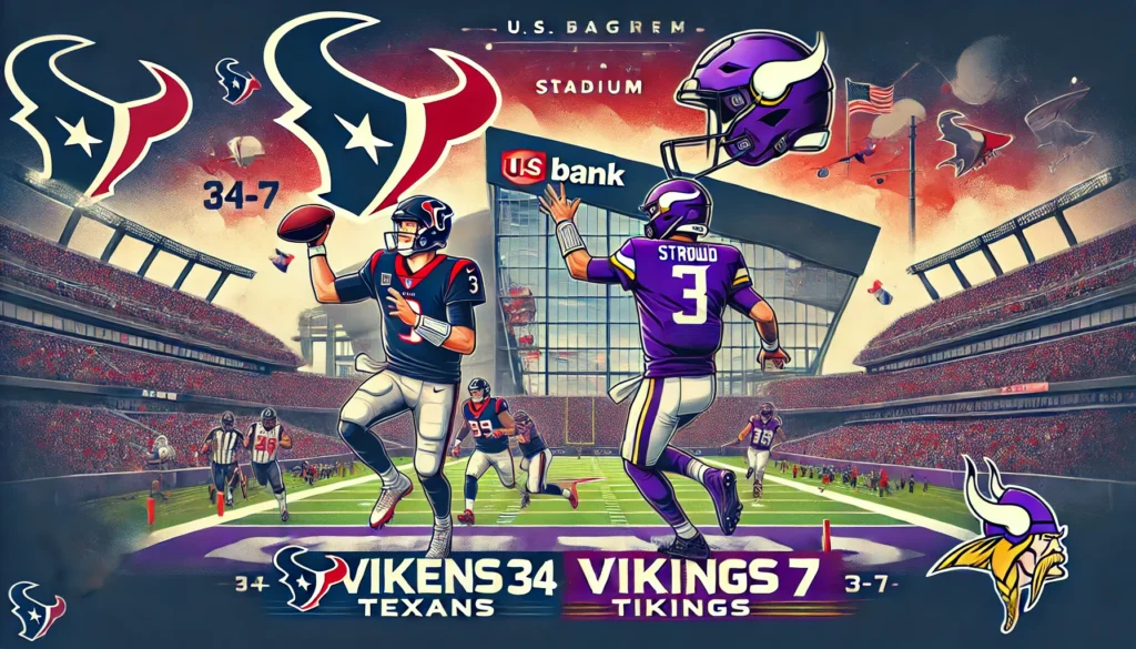 Texans Outmatched by Vikings in 34-7 Defeat at U.S. Bank Stadium