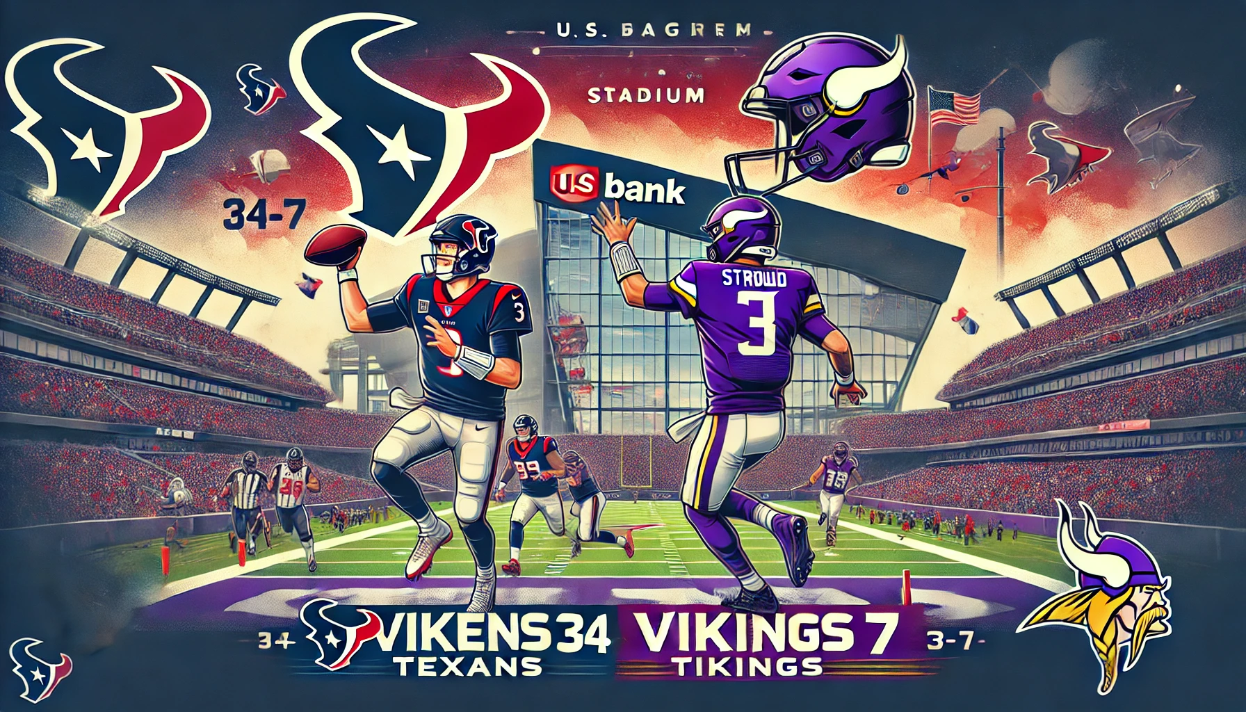 Texans Outmatched by Vikings in 34-7 Defeat at U.S. Bank Stadium