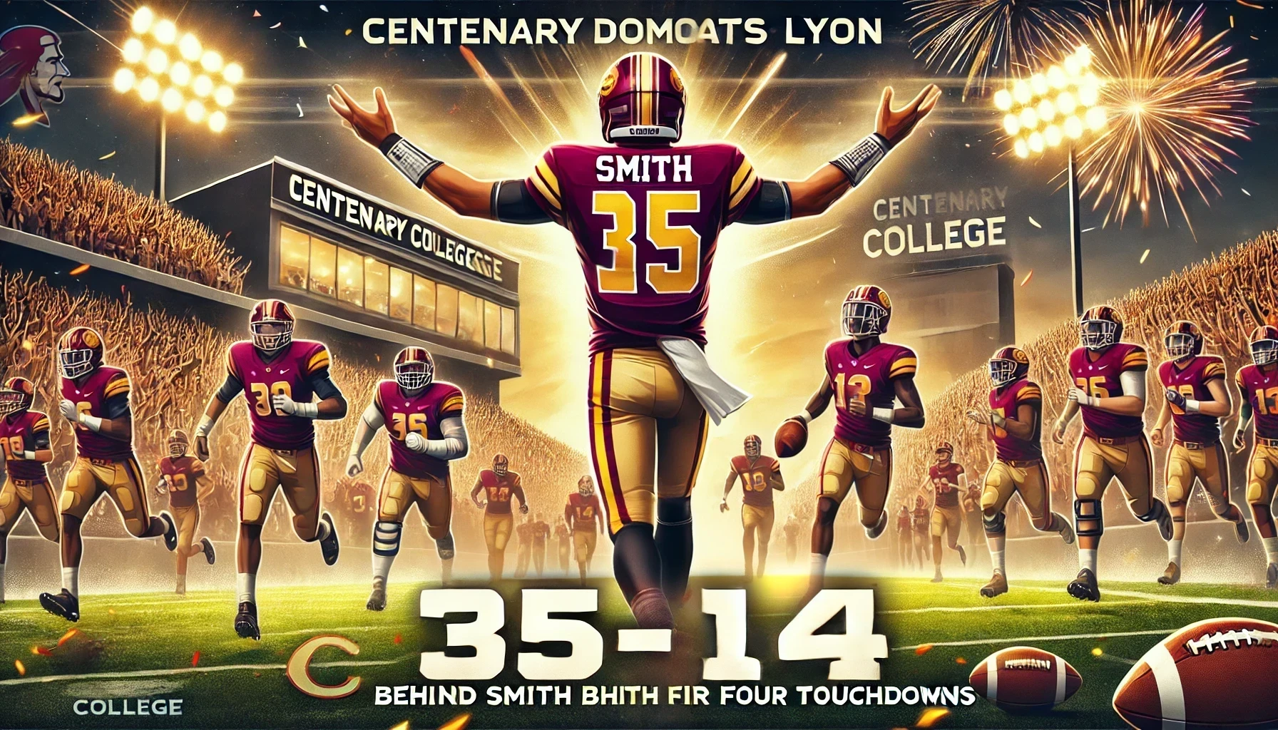 Centenary Dominates Lyon in 35-14 Victory Behind Smith’s Four Touchdowns