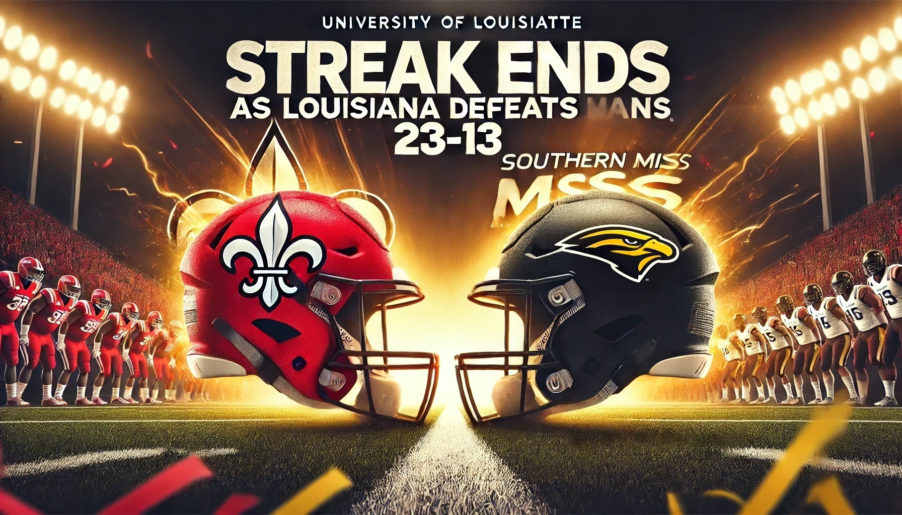 STREAK ENDS AS LOUISIANA DEFEATS SOUTHERN MISS, 23-13