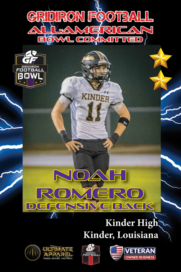 Kinder High School (Kinder, LA) Defensive Back Noah Romero Commits To 2024 Gridiron Football All-American Bowl Game