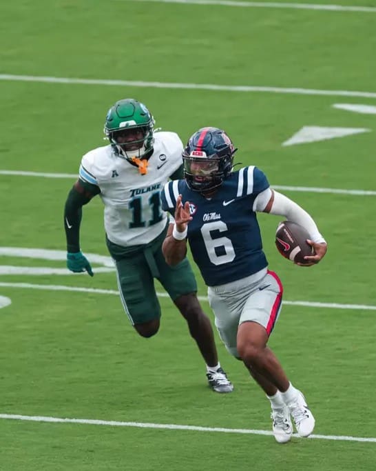 Trinidad Chambliss Shines With 400 Total Yards as Ole Miss Crushes Tulane 45-10