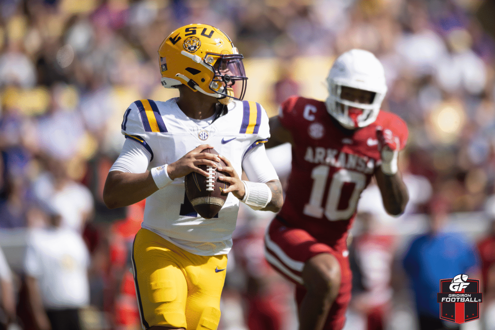 LSU’s Frank Wilson, Michael Van Buren Notch 1st Wins Capturing Golden Boot Trophy Over Arkansas 23-22