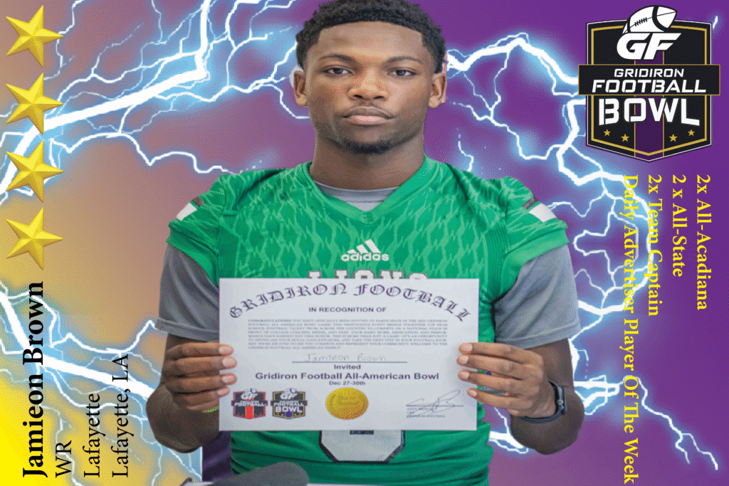 BREAKING NEWS: Lafayette High School (Lafayette, LA) WR Jamieon Brown Commits To 2025 Gridiron Football All-American Bowl Game!