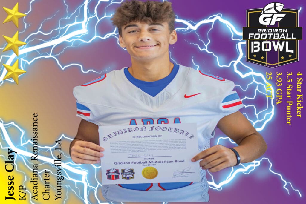 BREAKING NEWS: Acadiana Renaissance Charter Academy (Youngsville, LA) K/P Jesse Clay Commits To 2025 Gridiron Football All-American Bowl Game