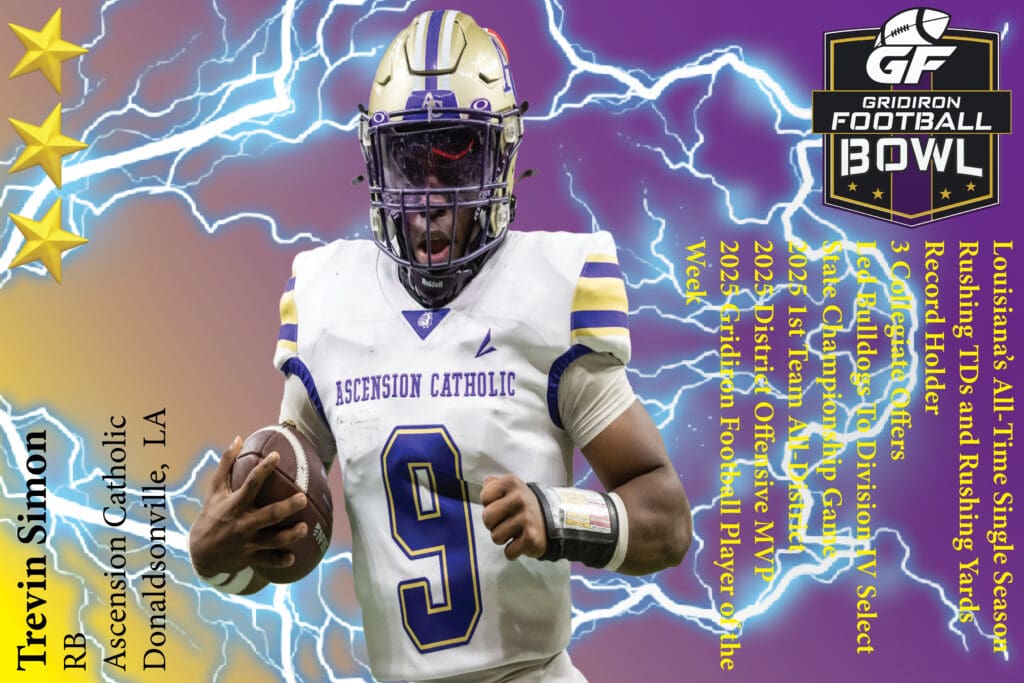 BREAKING NEWS: Ascension Catholic High School (Donaldsonville, LA) RB Trevin Simon Commits To 2025 Gridiron Football All-American Bowl Game