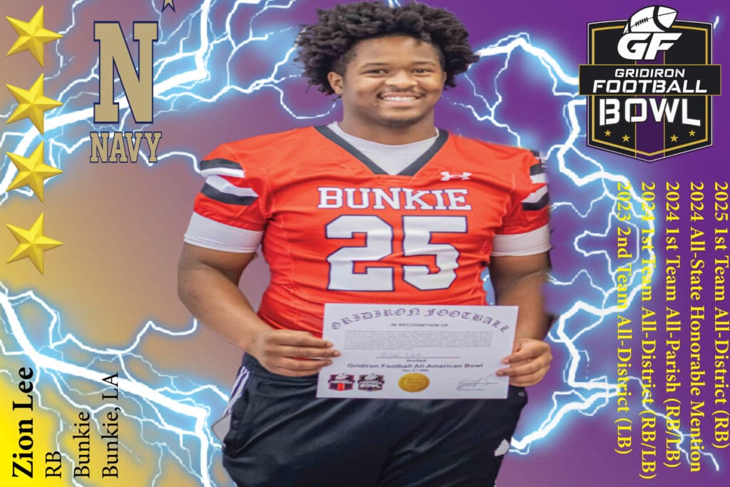 BREAKING NEWS: Bunkie High School (Bunkie, LA) RB and Navy Signee Zion Lee Commits To 2025 Gridiron Football All-American Bowl Game