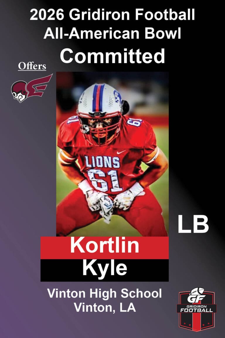 BREAKING NEWS: Vinton High School (Vinton, LA) LB Kortlin Kyle Commits To 2026 Gridiron Football All-American Bowl Game!